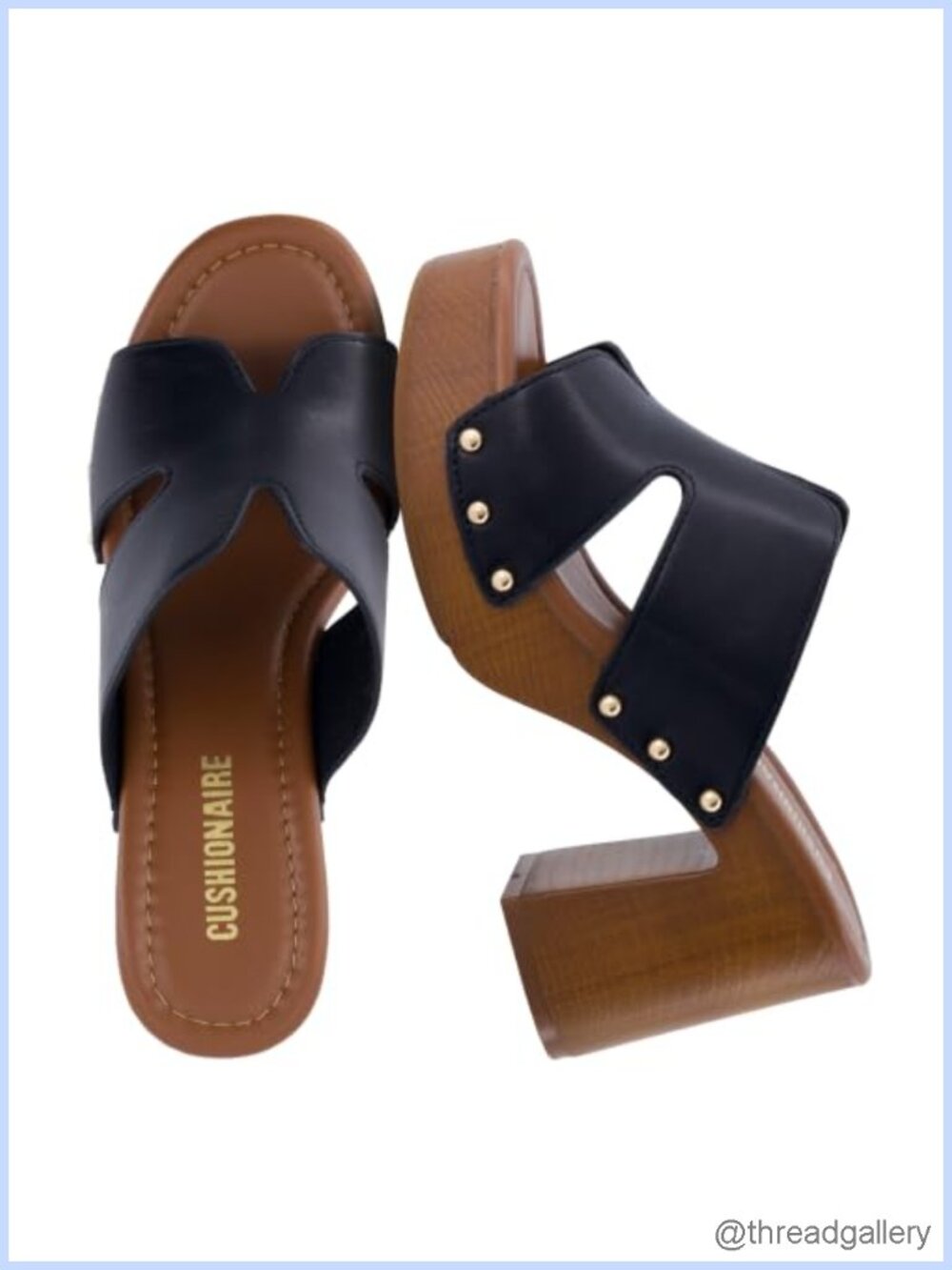 Cushionaire Markie Vegan Suede Chunky Block Heel Slide Sandals Memory Foam